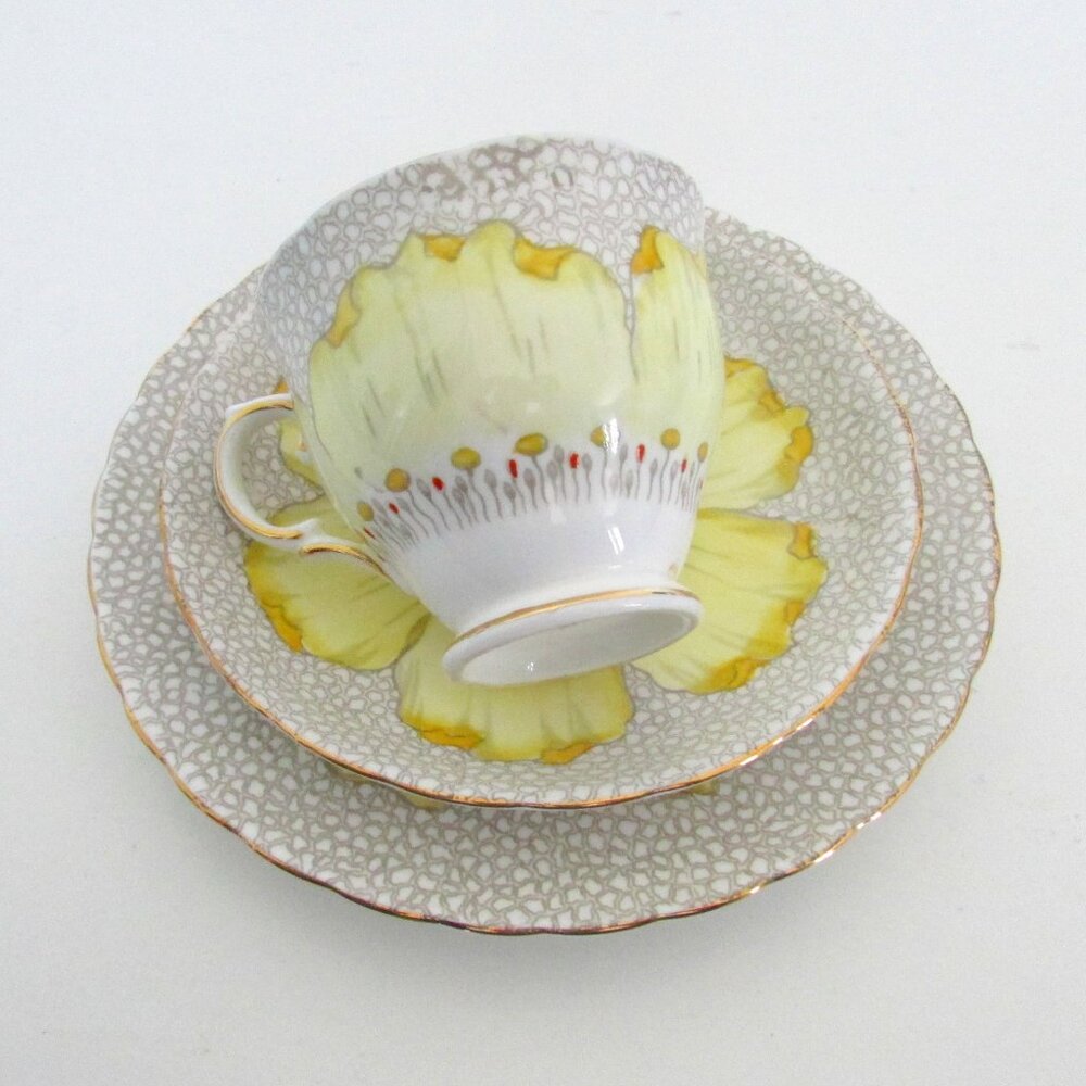 Vintage Tuscan Teacup trio set, Yellow Flower (Lot 2)